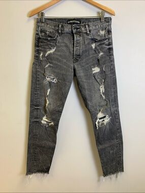 Express Women’s Skinny Distressed Gray Ripped Jeans